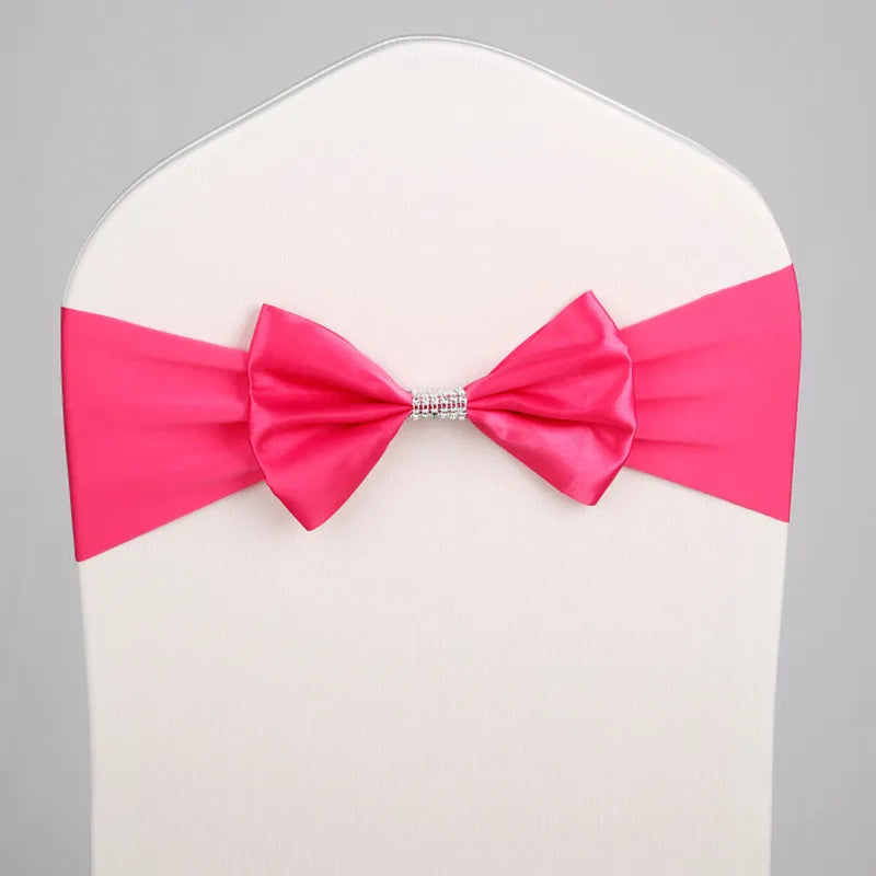10pcs/50pcs Free Tie Wedding Satin Chair Sash Elastic