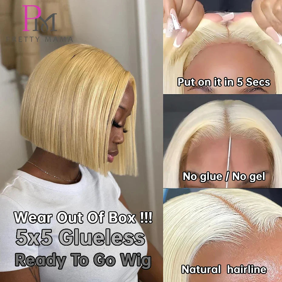 Glueless Wig Human Hair Ready to Wear Straight