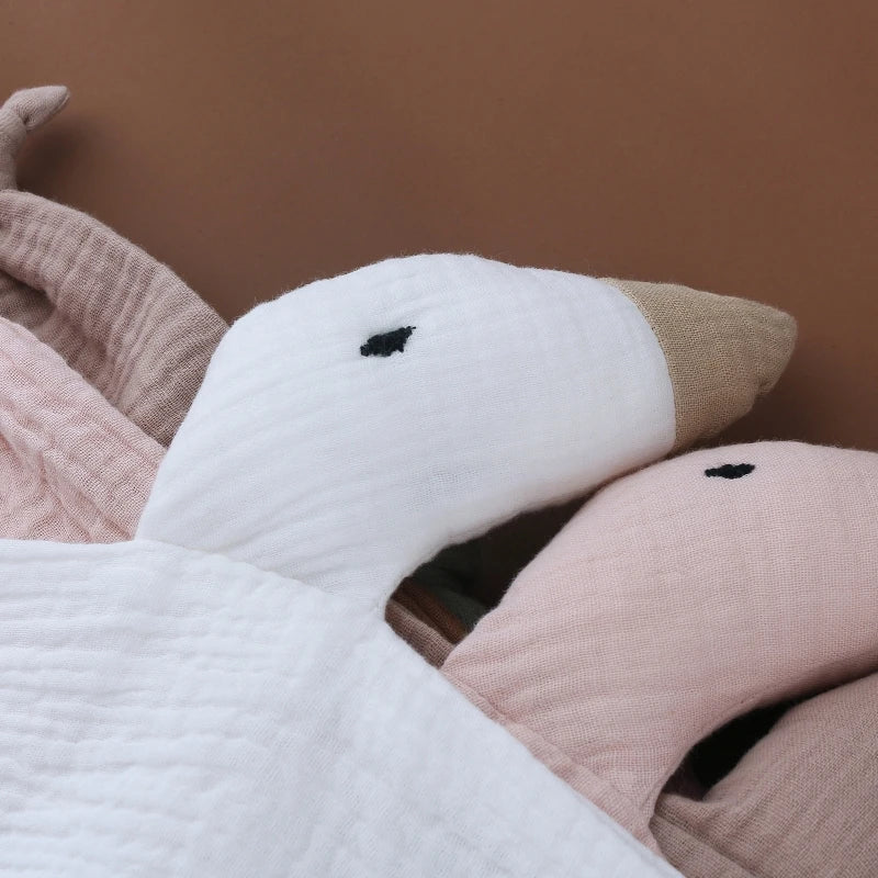 Pure Cotton Muslin Baby Bib Cute Goose Sleeping