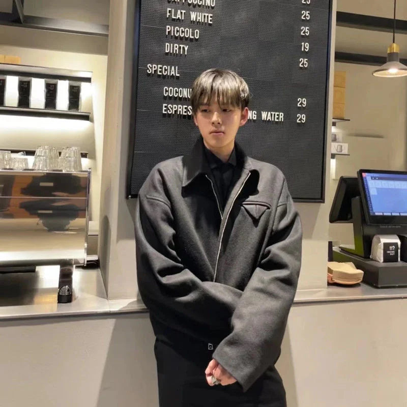 Gmiixder Short Lapel Jacket Men's Spring Autumn Vintage