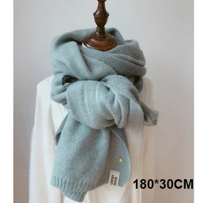 2022 Women Solid Cashmere Scarves Lady Winter Thicken