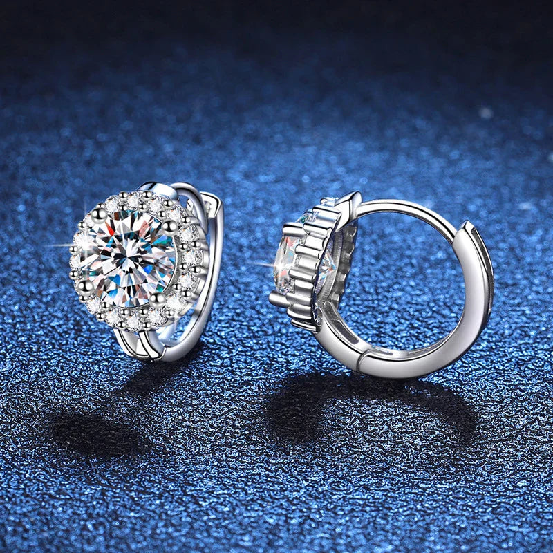 NeeTim 1ct 6.5mm Moissanite Earrings for Women S925