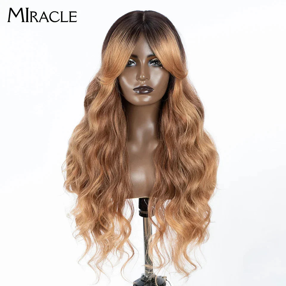 MIRACLE Synthetic Lace Front Wigs For Women Long