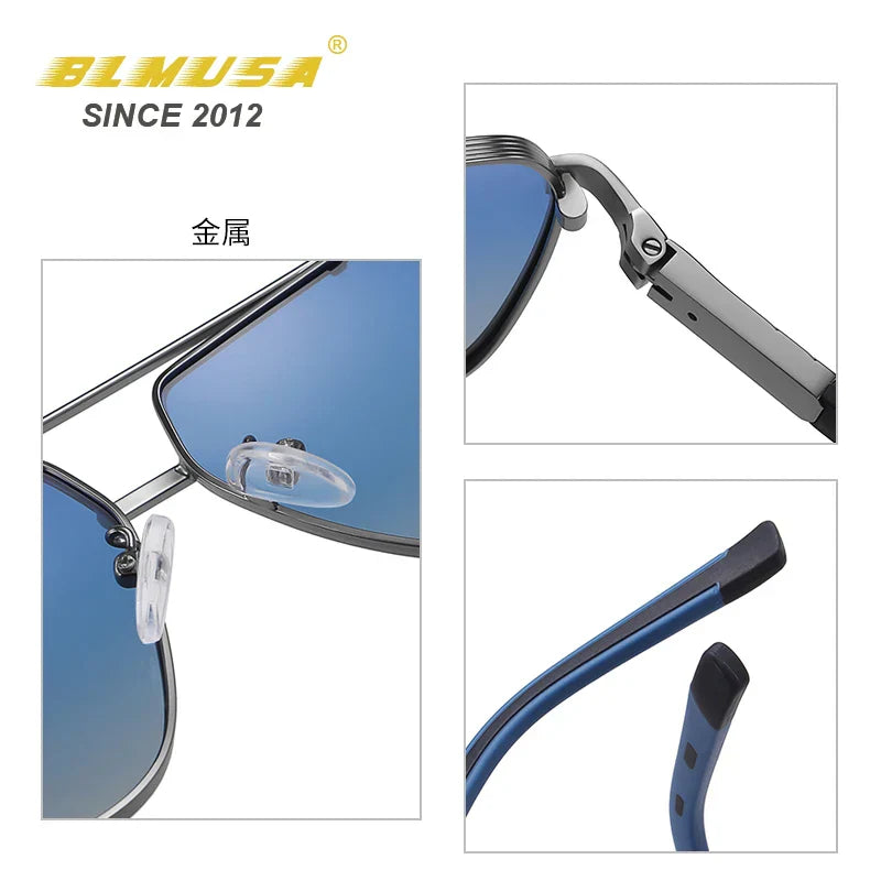 BLMUSA 2022 New Luxury Polarized Sunglasses Men Square