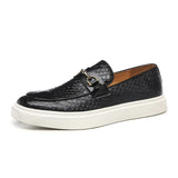 Men's Casual Shoes Embossed Leather Men Fashion Buckle