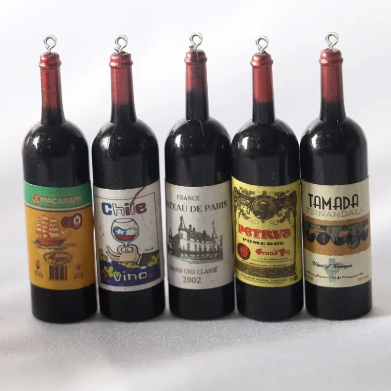 10Pcs Simulation Resin Wine Bottle Resin Charms