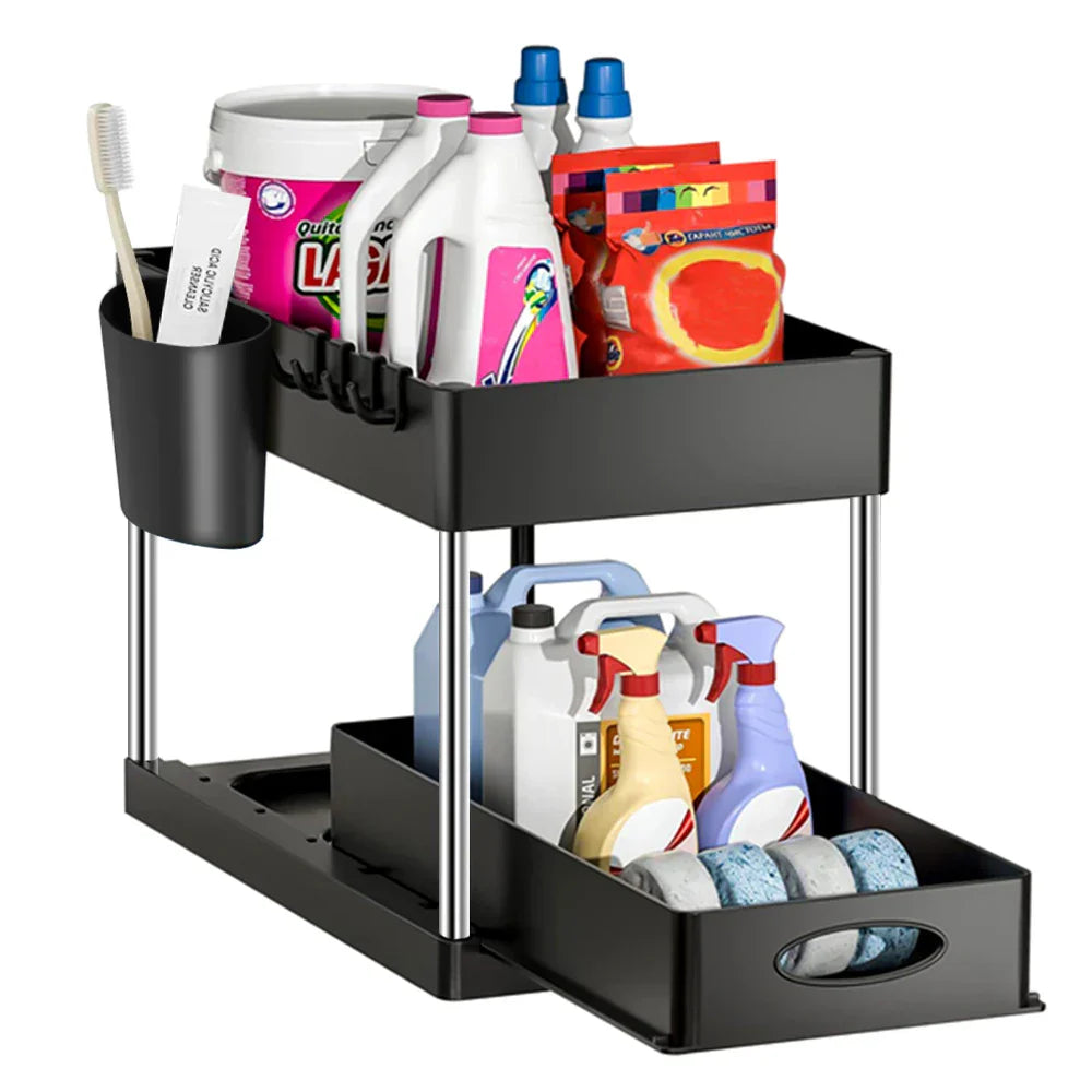 2 Tier Under Sink Organizer For Bathroom Kitchen