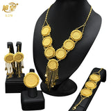 African 24K Gold Color Coins Necklace Bracelet Sets