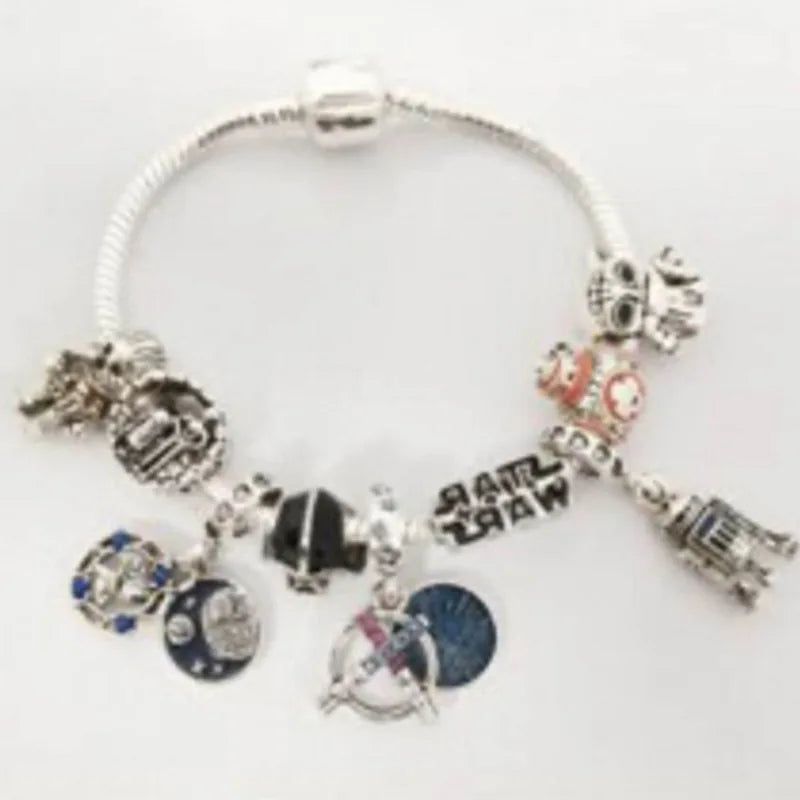 Cute Enamel Disney Princess Dress Charms Bracelet Women