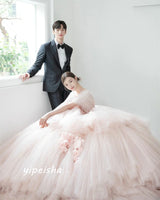 Yipeisha Intricate Exquisite Strapless Ball Gown Flower Draped