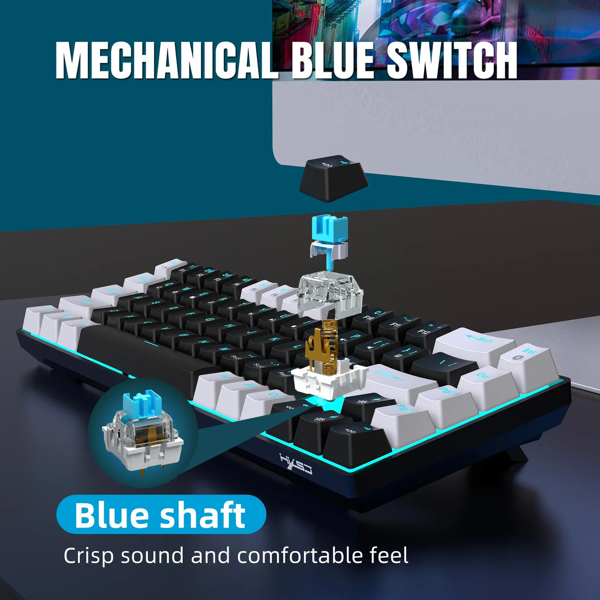 68 Keys Mechanical Keyboard Ergonomics RGB Backlit LED