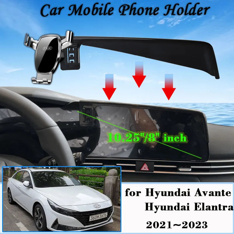 Car Mount for Hyundai Elantra Avante N Line CN7 2021 2022 2023 Mobile Phone Holder GPS Bracket Gravity Stand Auto Accessories