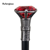 Red Diamond Single Joint Silver Walking Stick with