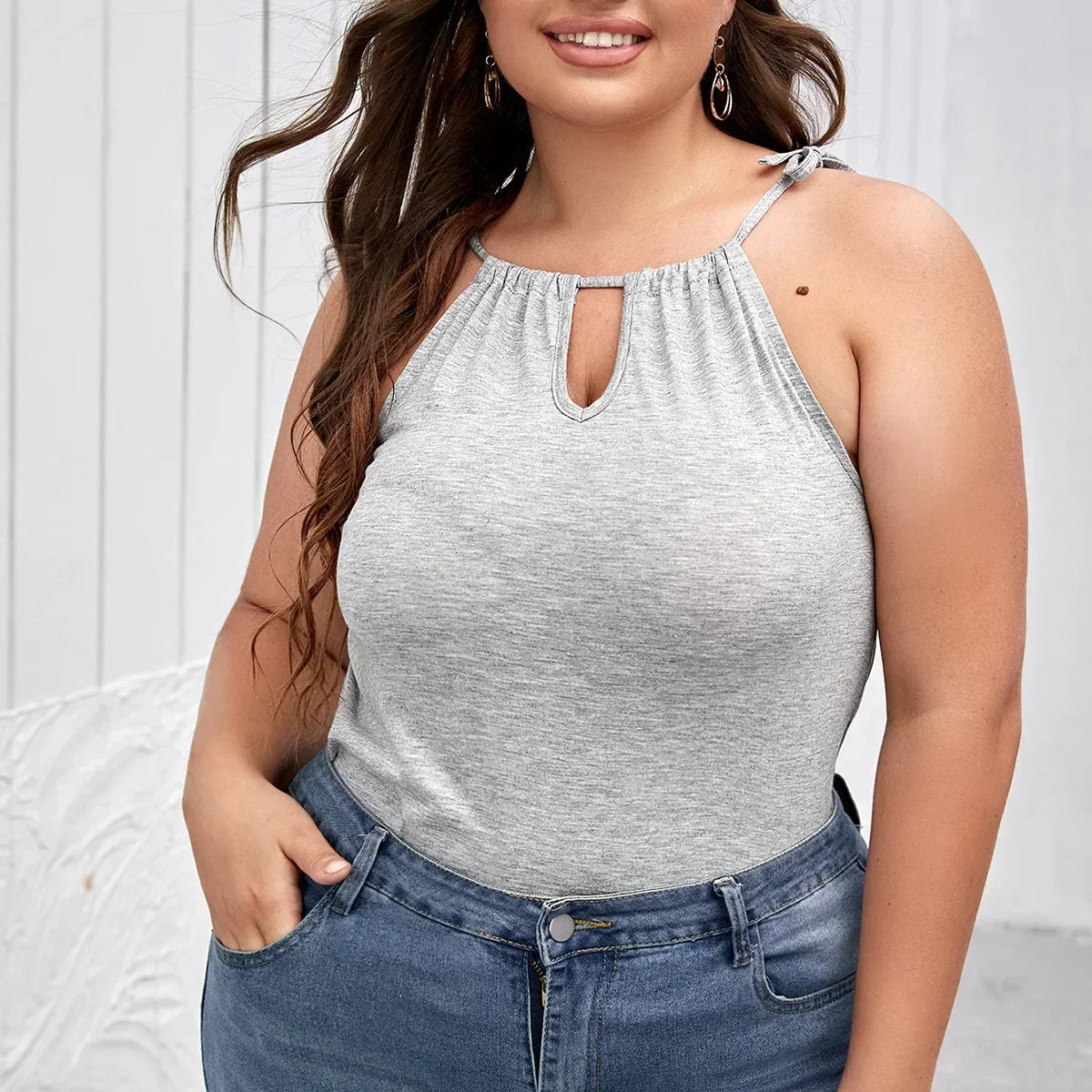 Plus Size Sexy Hater Neck Summer Casual Top