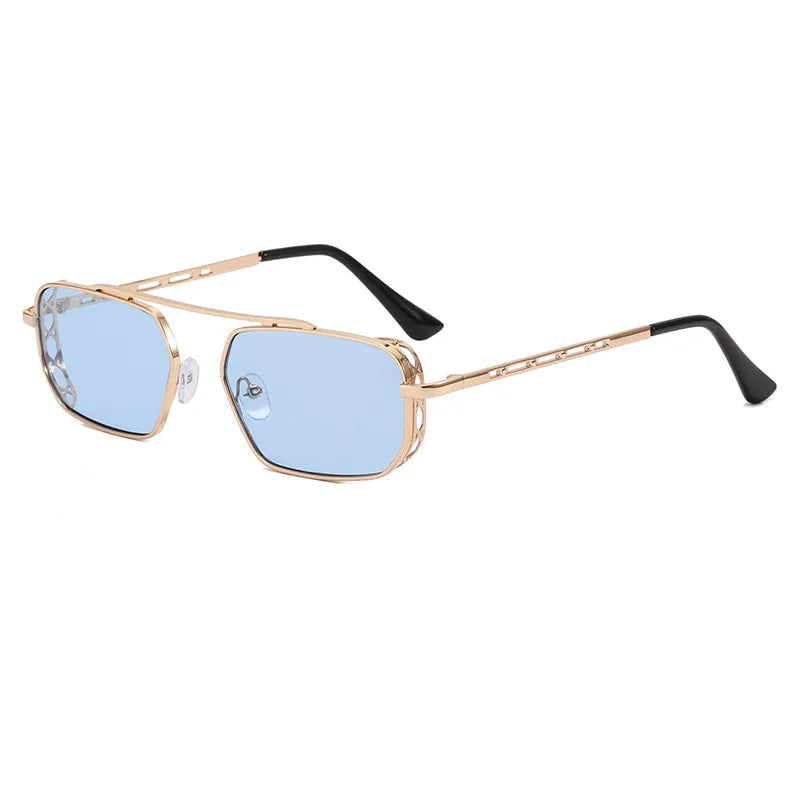 Vintage Red Rectangle Sunglasses Women Brand Steampunk Pink