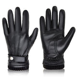 BISON DENIM Sheepskin Leather Gloves for Men Winter