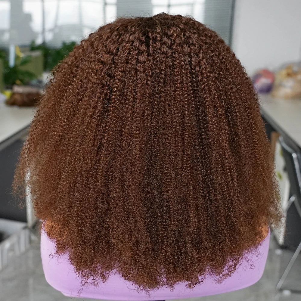 250% Density Brown Color Afro Kinky Curly 13x4