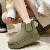 Suede Flats Women Ankle Snow Boots Platform Warm