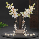 1pair Chinese Hanfu Hair Accessories Red Flower Hairpins