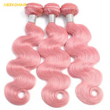 Light Pink Colored Bundles With 13x4 Frontal Weave