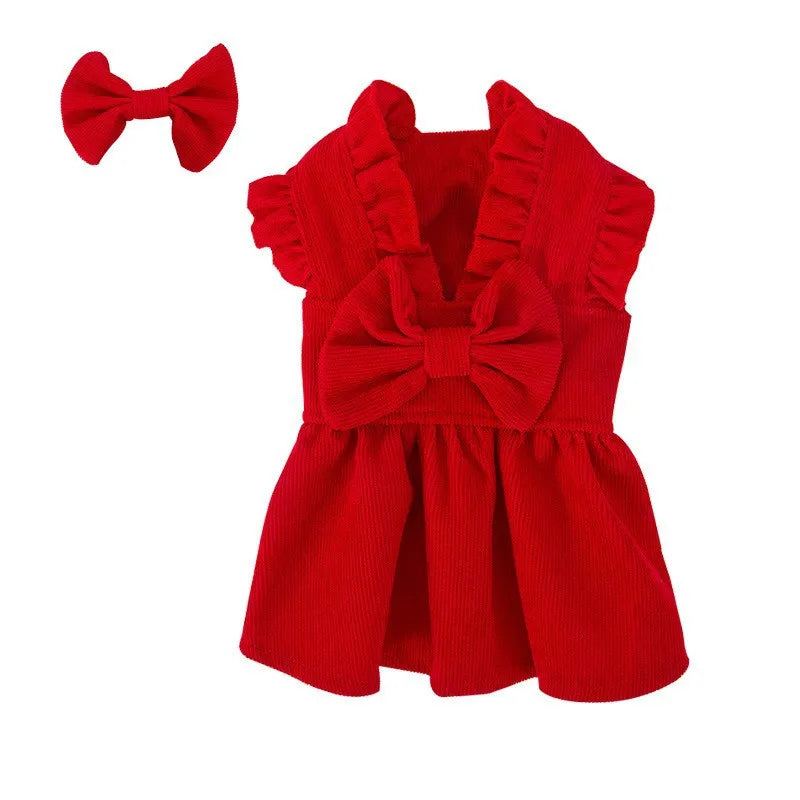 Dog Clothes Christmas Bow Pet Dress Luxury Puppy