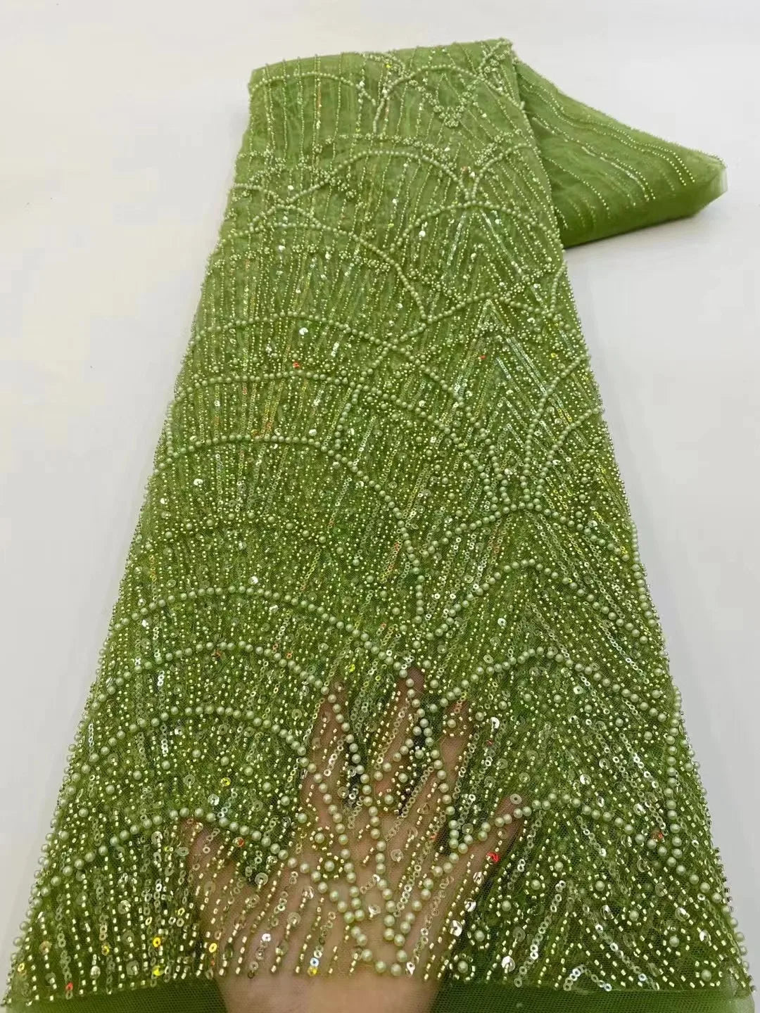 High Quality Beaded Lace Fabrics for Wedding Fabric