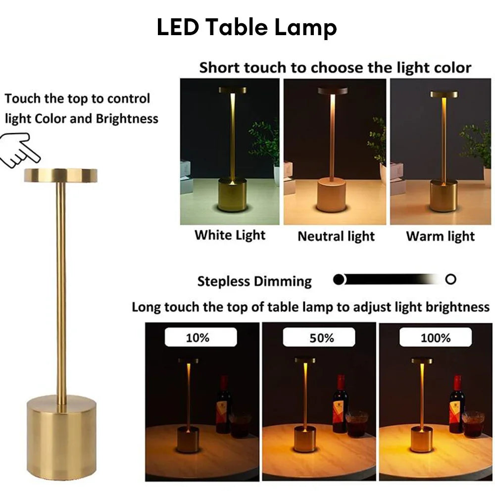 Simple Table Lamp USB Rechargeable Cordless Table Lamp