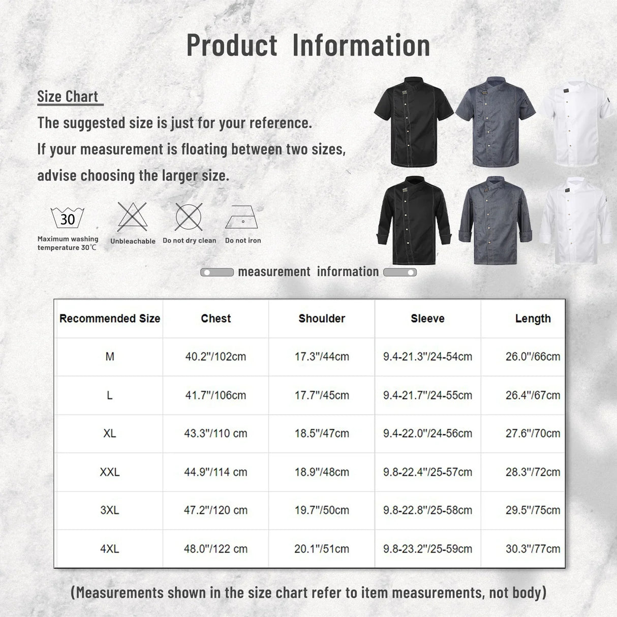 Mens Womens Unisex Chef Shirt Adults Kitchen Work