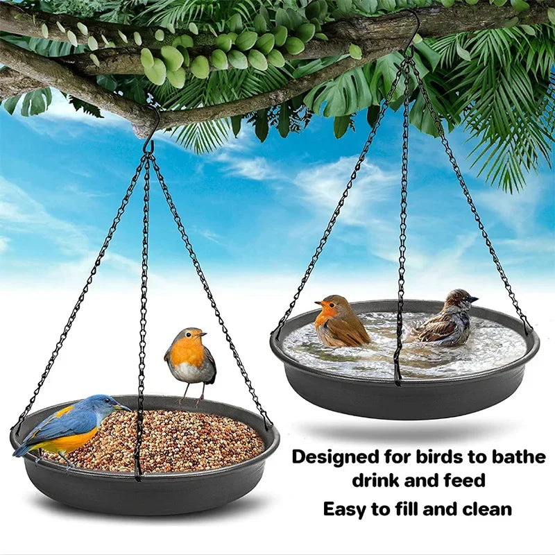 Hanging Bird Feeder Outdoor Bath Tray Plastic Bird