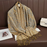 Luxury Pashmina Silk Scarf Shawl Wrap Paisley Jacquard