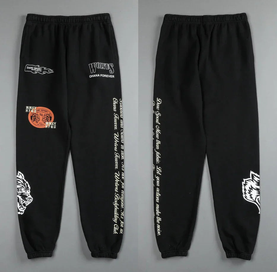 DARC Wolves Joggers Street Pants Casual Warm Oversize