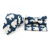 Men Linen Plant Ainmal Ties Set Pocket Handkerchief