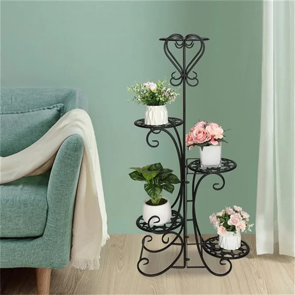 5 Potted Rounded Flower Metal Shelves Plant Pot