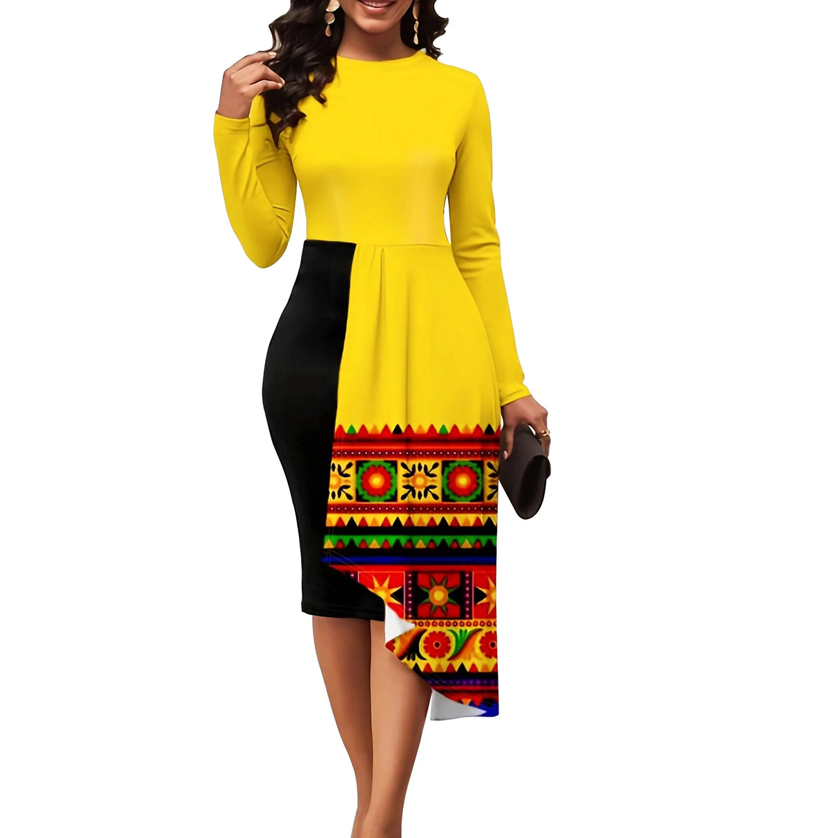 Plus Size Casual Dress, Women's Plus Abstract Figure