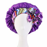 Women Satin Print Sleeping Cap Nightcap Bonnet Headband