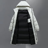 Long Down Jacket Men Hooded Down Coat Winter