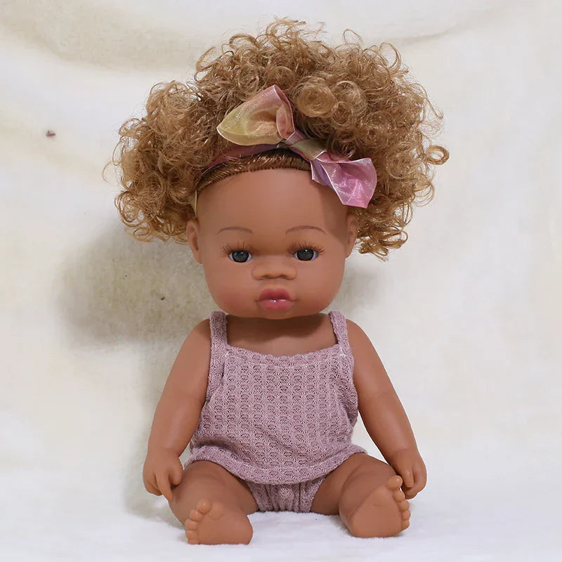 35cm Newborn Reborn African Doll Baby Simulation Soft