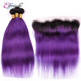 Elfriede 1BPurple Straight Ombre Colored Hair Bundles with