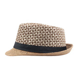 Stitching Color Geometry Shade Men Straw Hat Spring