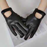 Fashion Chain Women' PU Leather Gloves Winter Warm