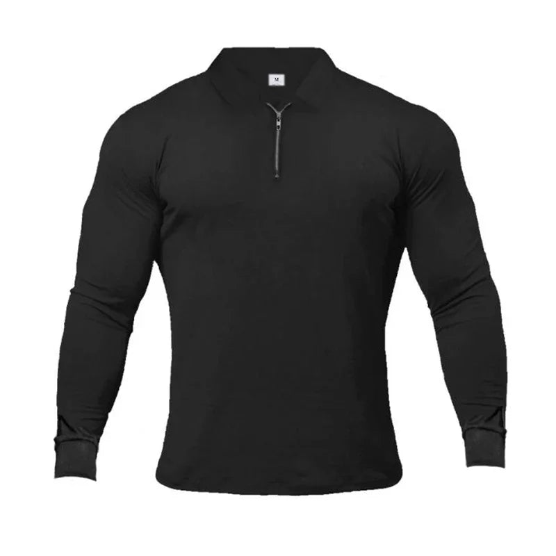 Brand Polo-Shirts Long Sleeve Male Cotton Solid Fitness