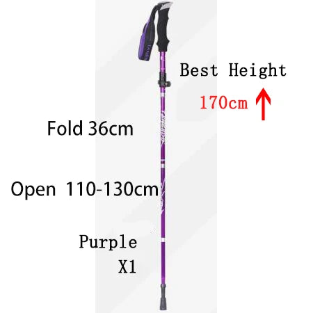 Outdoor Portable 5-Section Fold Trekking Pole Camping Walking