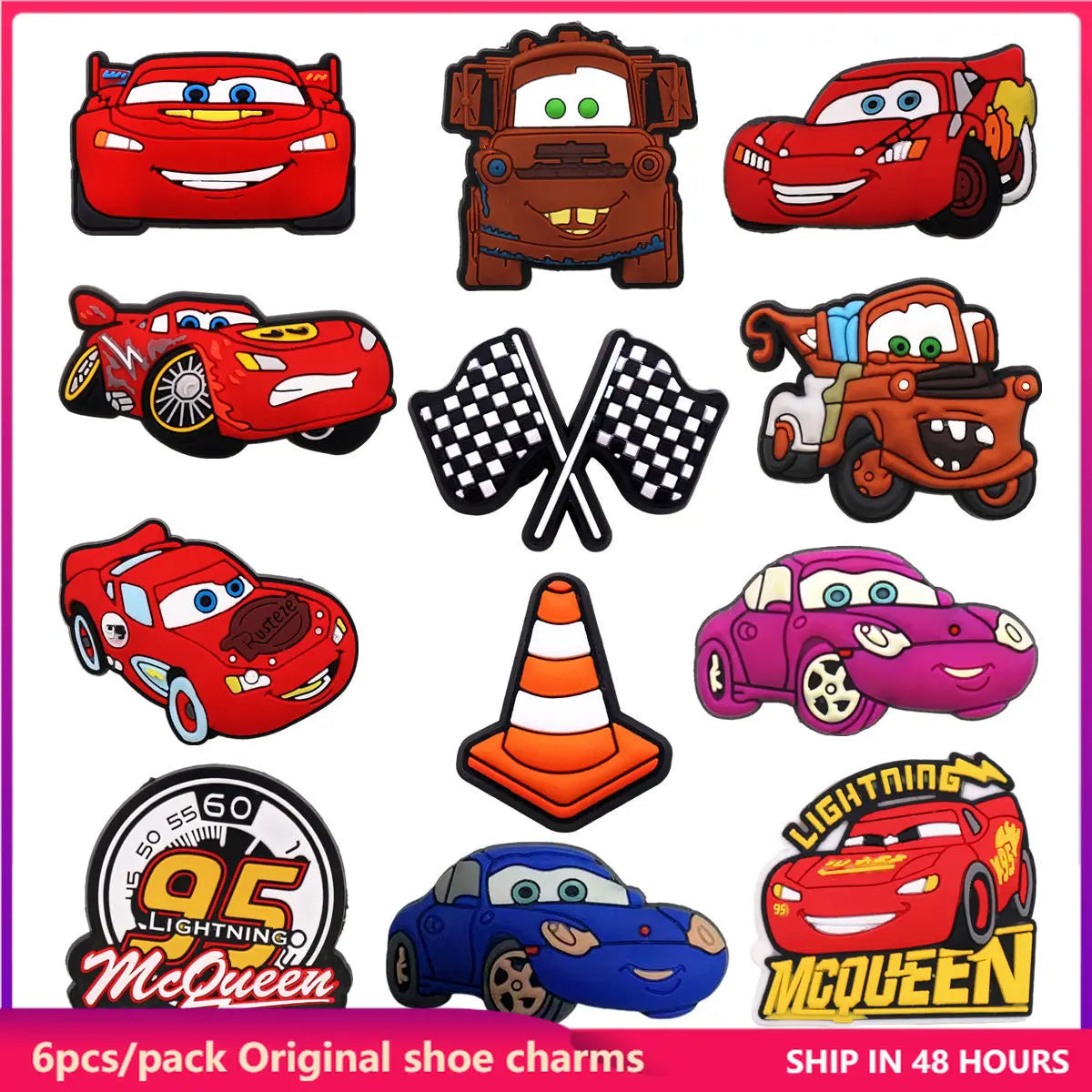 6 Pack Original Animation Movie Cars PVC Shoe