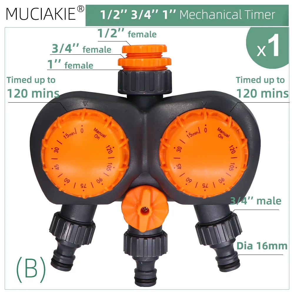 Garden Mechanical Timer 1-3 Outlet Tap Hose Sprinklers