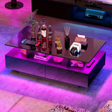 LED coffee table with storage, living room high