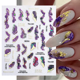 Purple Marble Nails Stickers Smoke Design Manicure Decals
