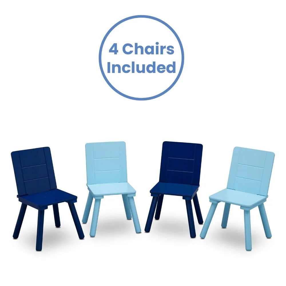 Kids Table and Chair Set (4 Chairs Included) Grey/Blue  children desk and chair set baby furniture escritorio para niños
