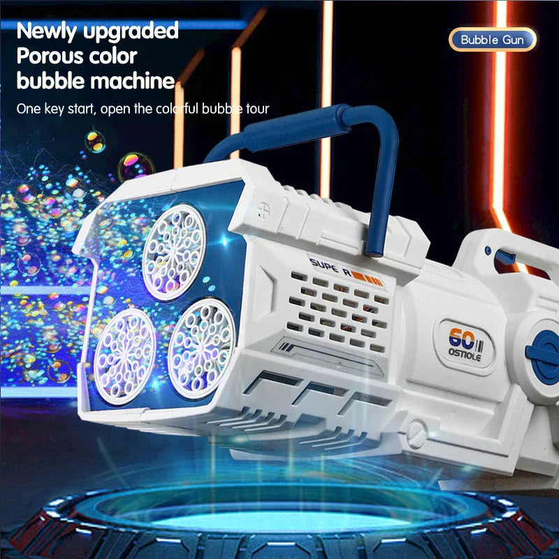 60 Holes Bubble Gun Soap Bubble Machine Electric