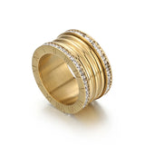 Women Gold Color Rings Knuckles Cubic Zircon Stainless