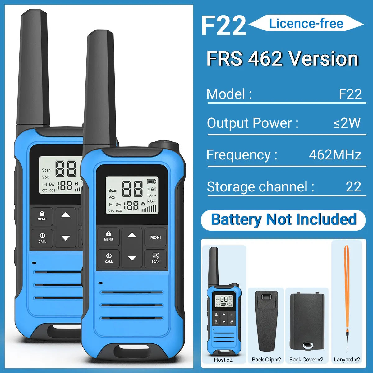 2PCS Baofeng F22 Walkie Talkie Portable Mini Communication